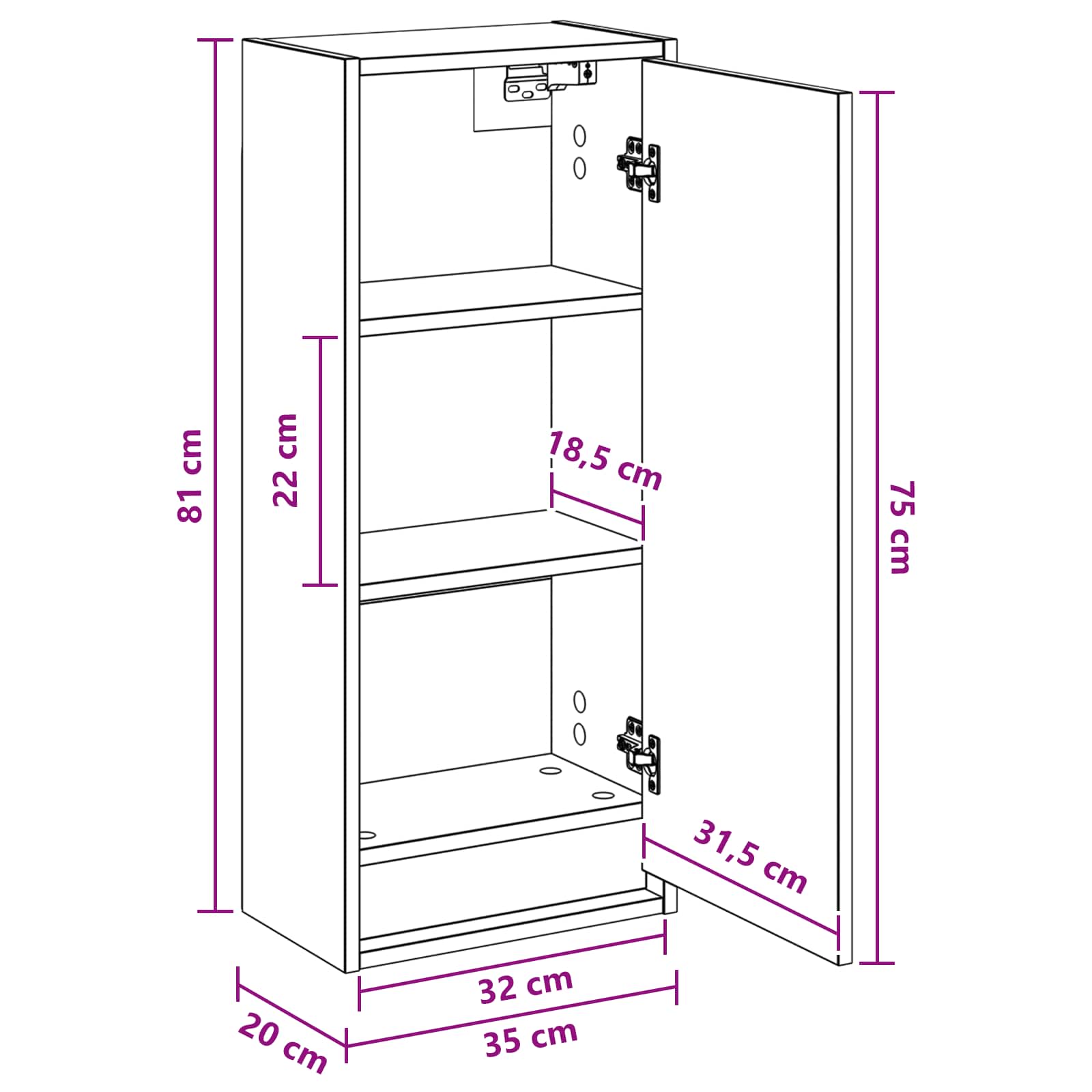 Mobile lavabo da parete Legno antico 35 x 20 x 81 cm | homemem39