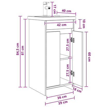 Mobile da bagno con lavabo Rovere Nero 42 x 40 x 84,5 cm | homemem39