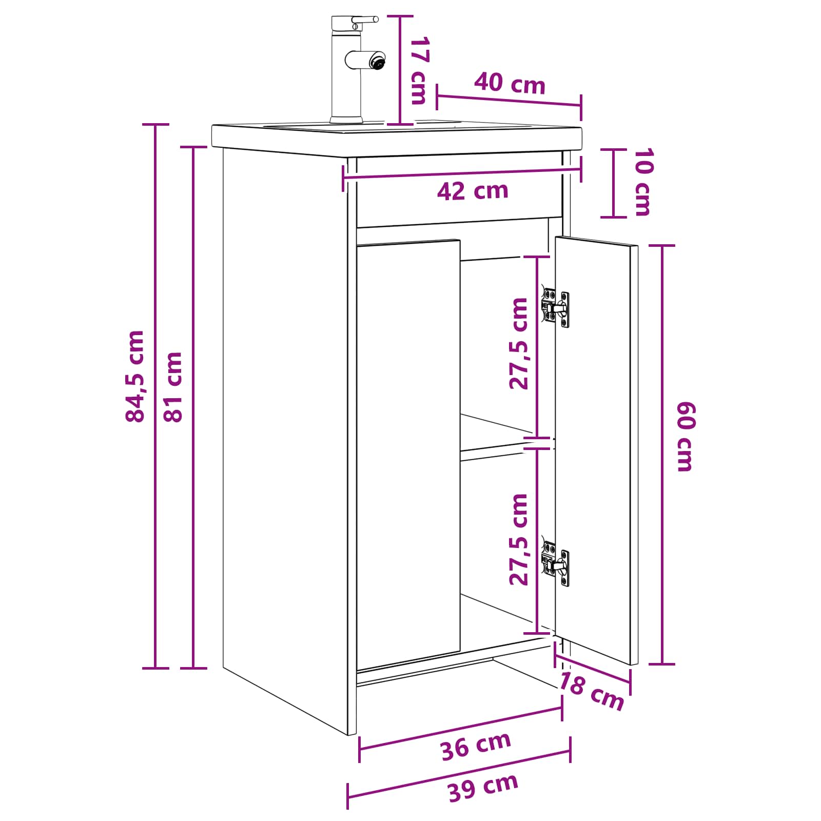 Mobile da bagno con lavabo Rovere Artigianale 42 x 40 x 84,5 cm | homemem39