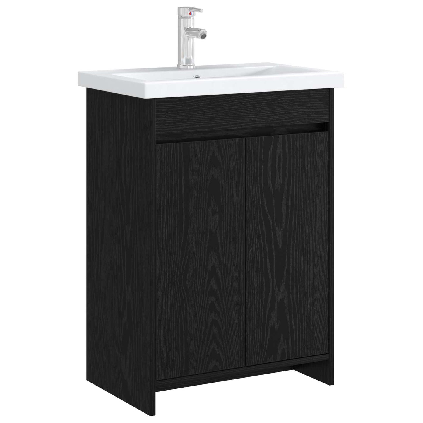 Mobiletto da Bagno Sotto Lavabo Rovere Nero 56 x 37,5 x 81 cm | homemem39