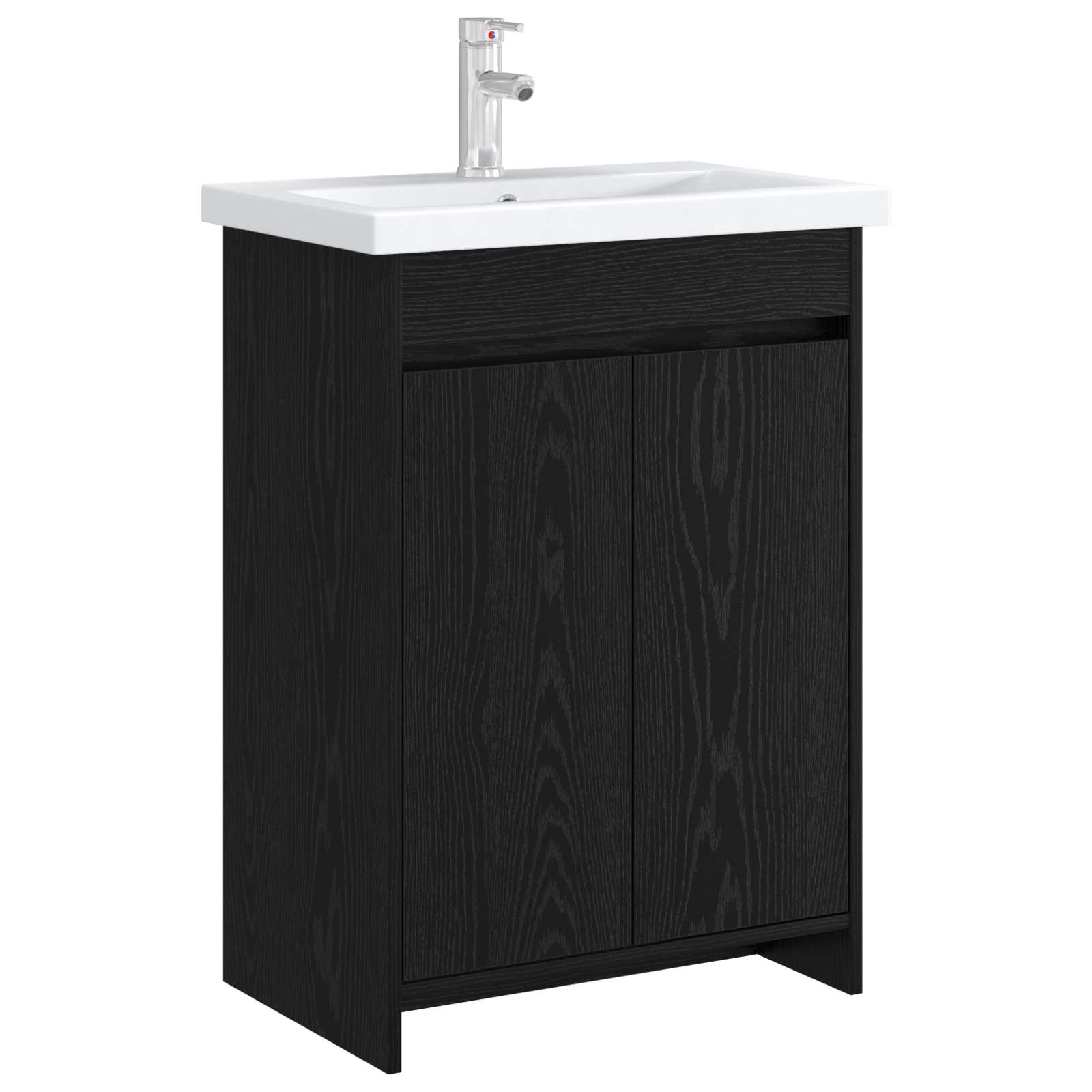 Mobiletto da Bagno Sotto Lavabo Rovere Nero 56 x 37,5 x 81 cm | homemem39
