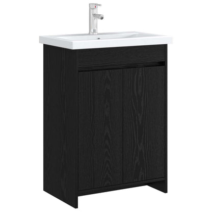 Mobiletto da Bagno Sotto Lavabo Rovere Nero 56 x 37,5 x 81 cm | homemem39