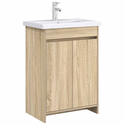 Mobiletto da Bagno Sotto Lavabo Rovere Sonoma 56 x 37,5 x 81 cm | homemem39