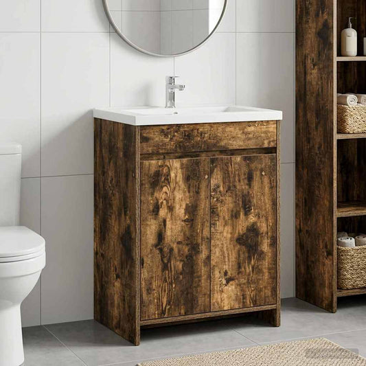 Mobiletto da Bagno Sotto Lavabo Rovere Fumo 56 x 37,5 x 81 cm | homemem39