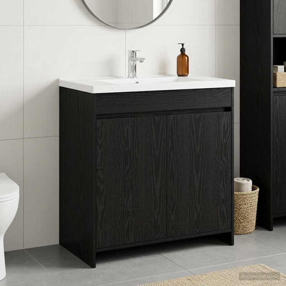 Mobiletto da Bagno Sotto Lavabo Rovere Nero 78,5 x 37,5 x 81 cm