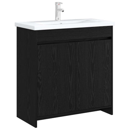 Mobiletto da Bagno Sotto Lavabo Rovere Nero 78,5 x 37,5 x 81 cm