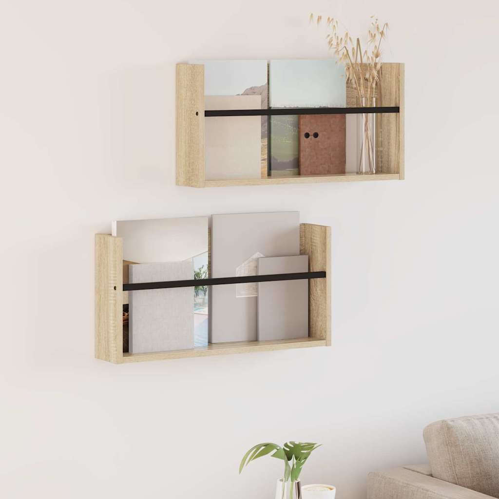 Scaffale per riviste 2 pcs Rovere Sonoma 60 x 12 x 30 cm | homemem39