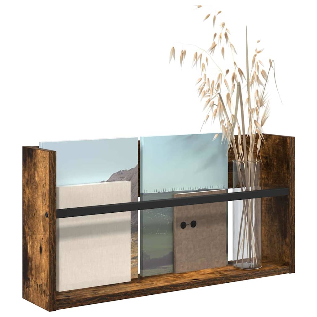 Scaffale per riviste Rovere fumé 60 x 12 x 30 cm