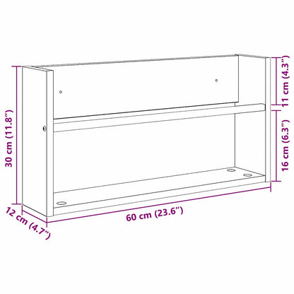 Scaffale per riviste Rovere fumé 60 x 12 x 30 cm | homemem39
