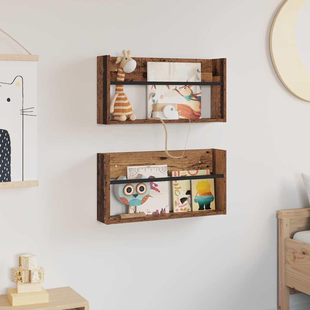 Scaffale per riviste 2 pcs Legno vecchio 60 x 12 x 30 cm