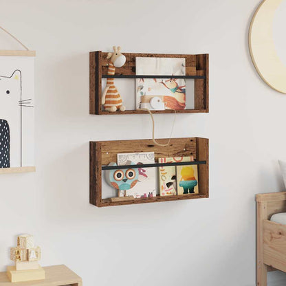 Scaffale per riviste 2 pcs Legno vecchio 60 x 12 x 30 cm