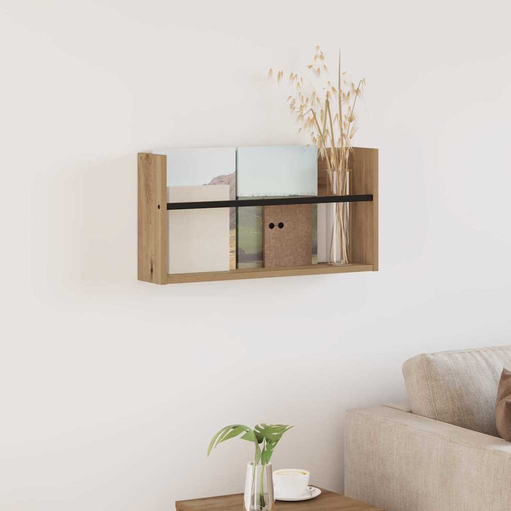Scaffale per riviste Rovere artigianale 60 x 12 x 30 cm - homemem39