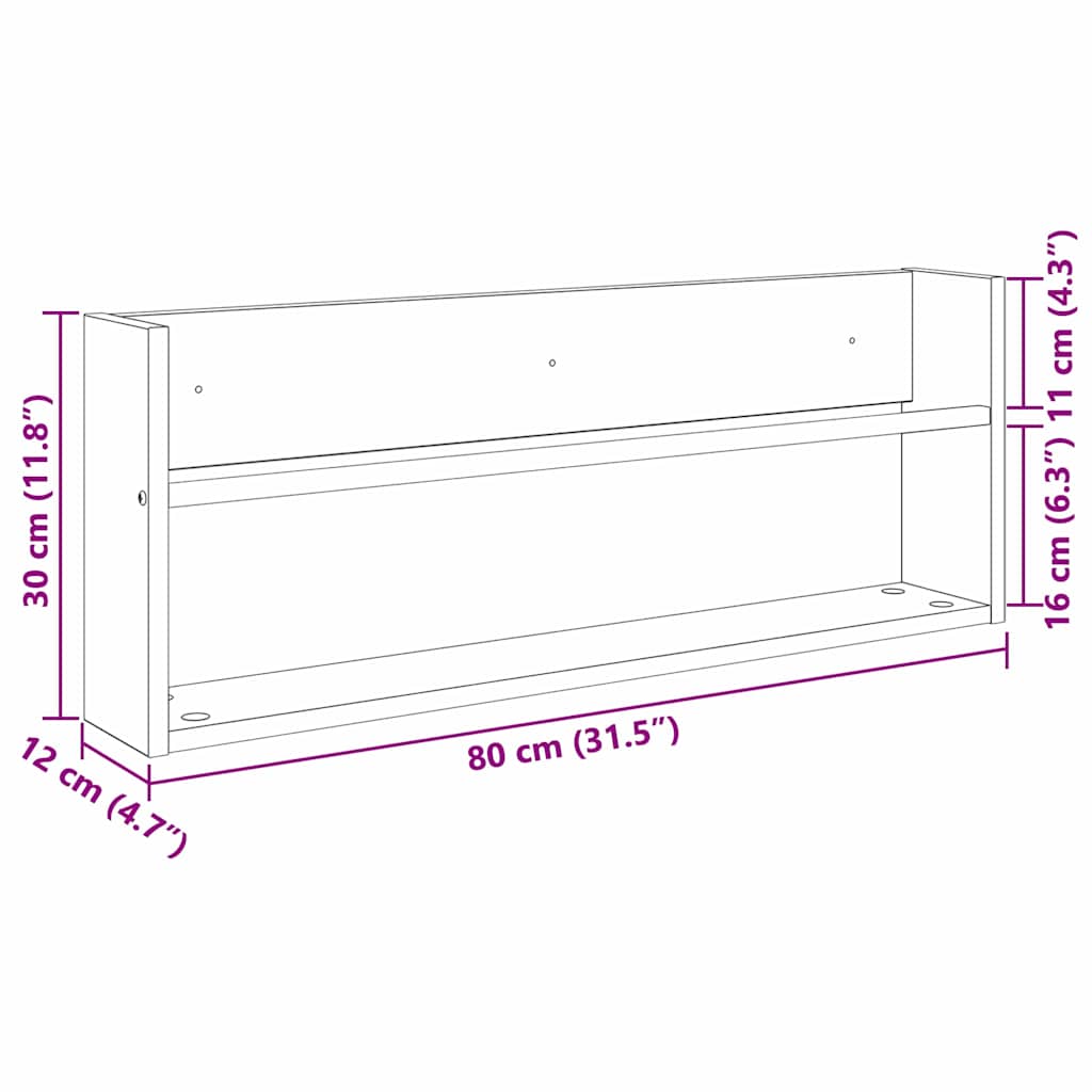 Scaffale per riviste Rovere fumé 80 x 12 x 30 cm | homemem39