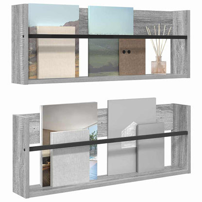 Scaffale per riviste 2 pcs Grigio Sonoma 80 x 12 x 30 cm