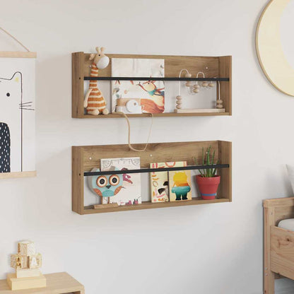 Scaffale per riviste 2 pcs Rovere artigianale 80 x 12 x 30 cm