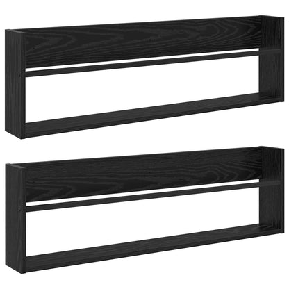 Scaffale per riviste 2 pz Rovere Nero 100 x 12 x 30 cm