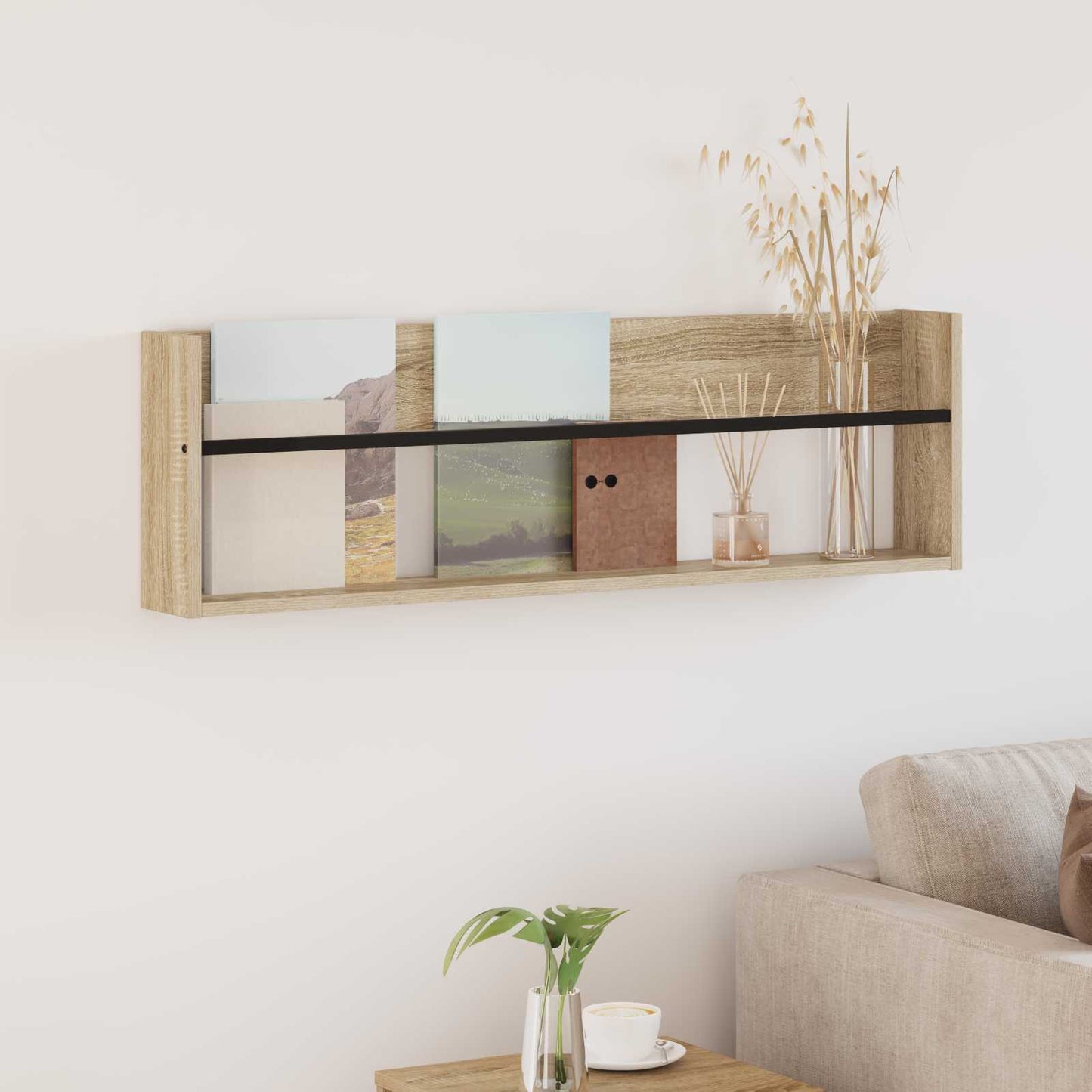 Scaffale per riviste Rovere Sonoma 100 x 12 x 30 cm