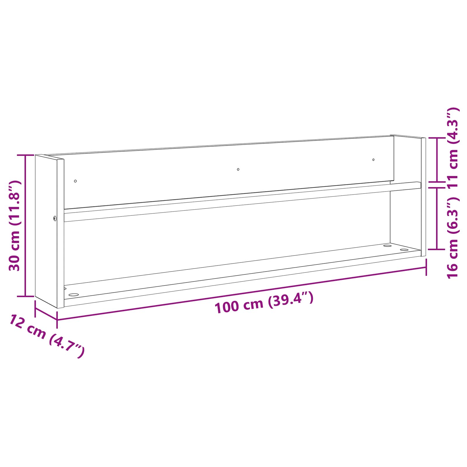 Scaffale per riviste Legno vecchio 100 x 12 x 30 cm | homemem39