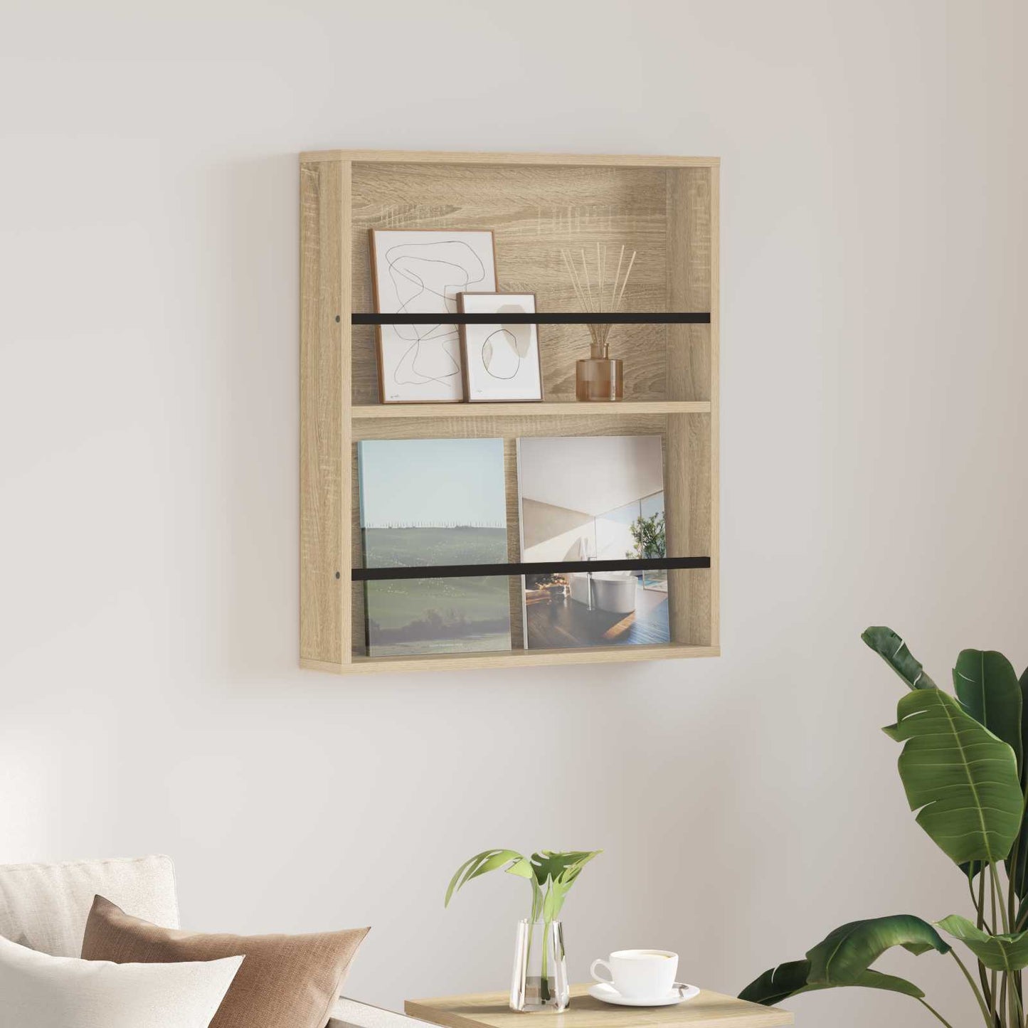 Scaffale per riviste Rovere Sonoma 60 x 12 x 70 cm