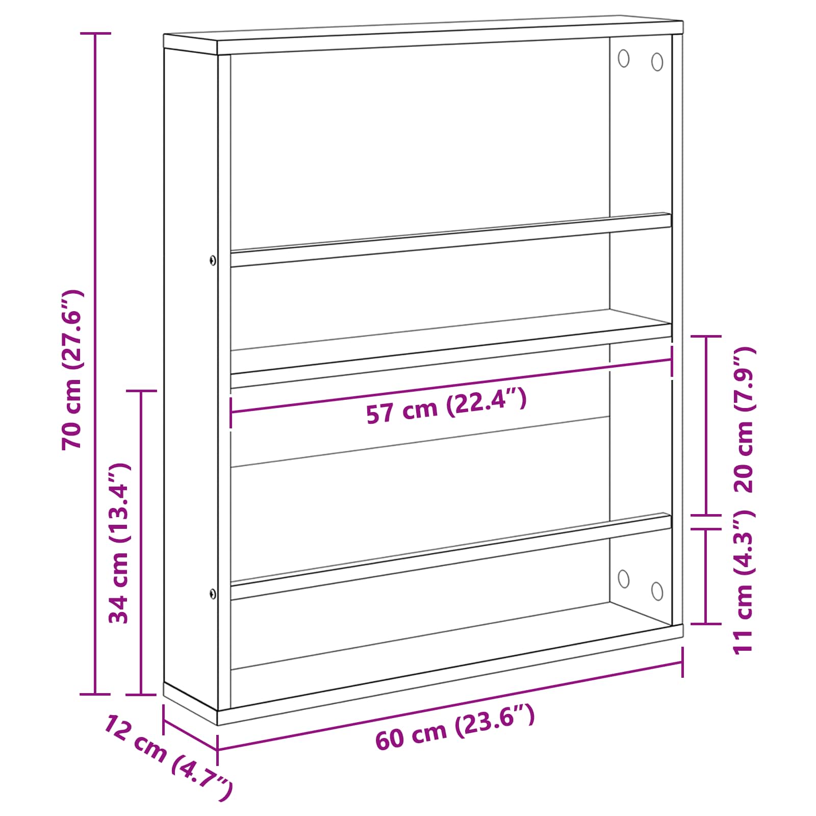 Scaffale per riviste Legno vecchio 60 x 12 x 70 cm | homemem39