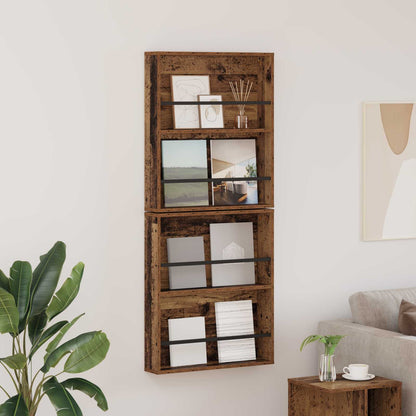 Scaffale per riviste 2 pcs Legno vecchio 60 x 12 x 70 cm