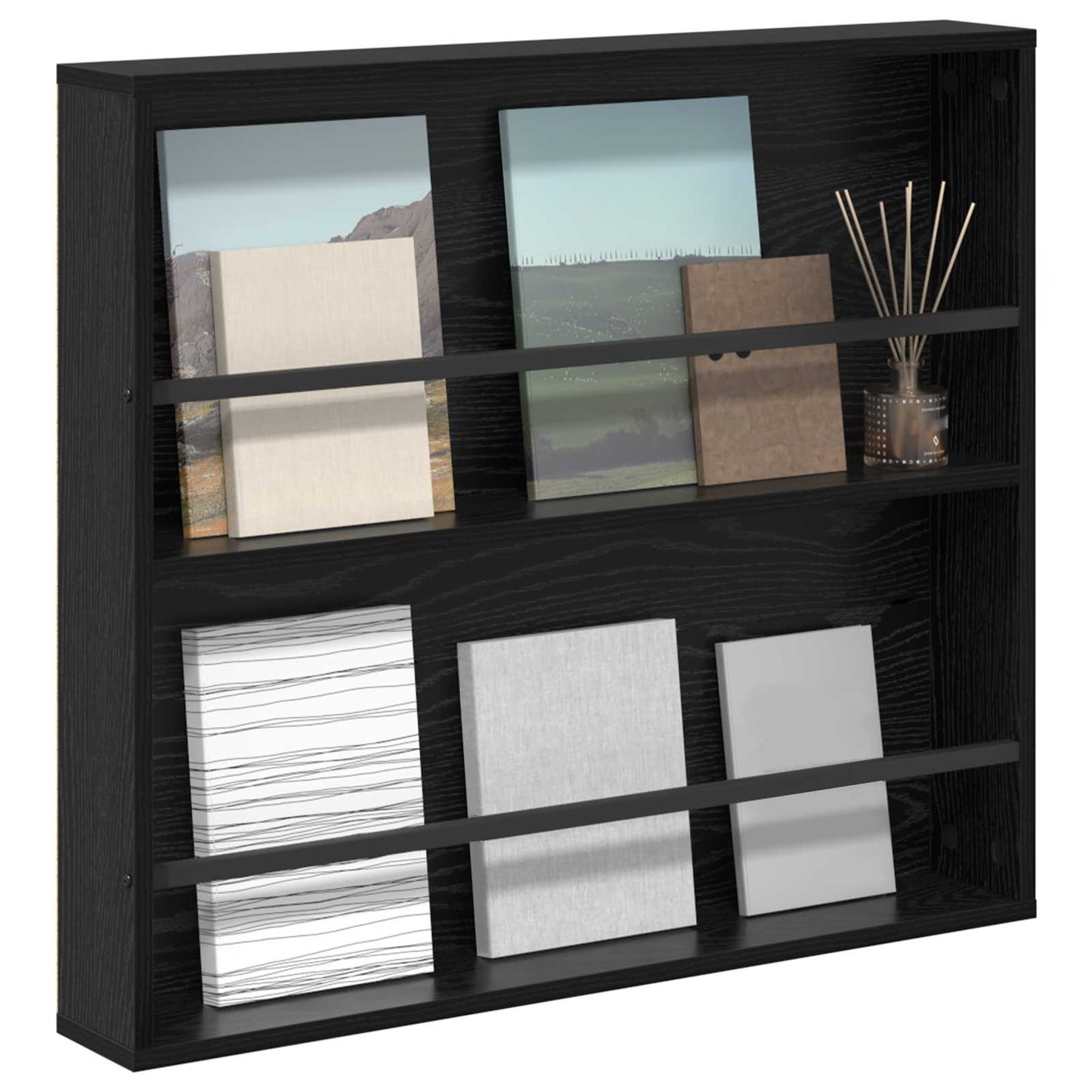 Scaffale per riviste Rovere Nero 80 x 12 x 70 cm
