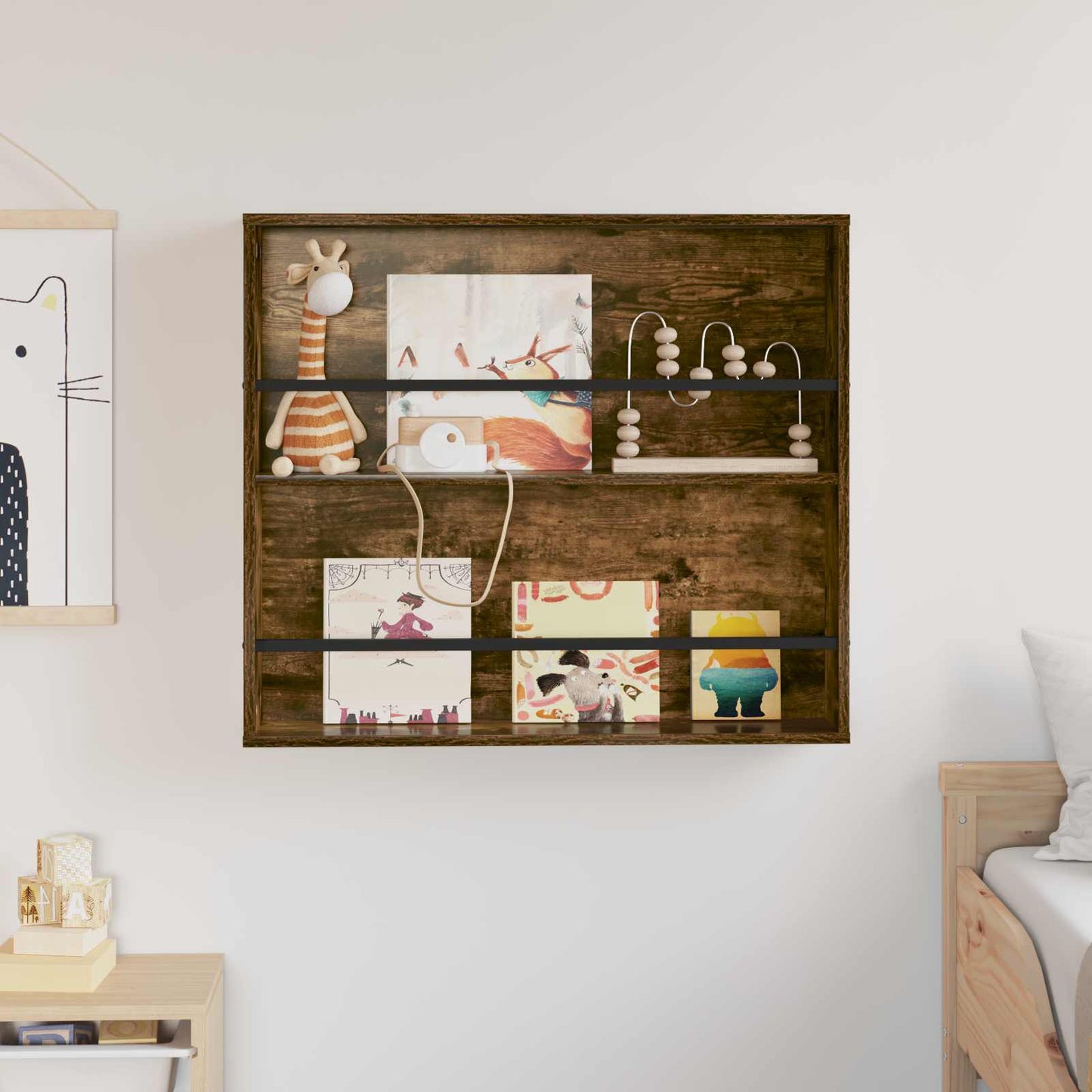 Scaffale per riviste Rovere fumé 80 x 12 x 70 cm