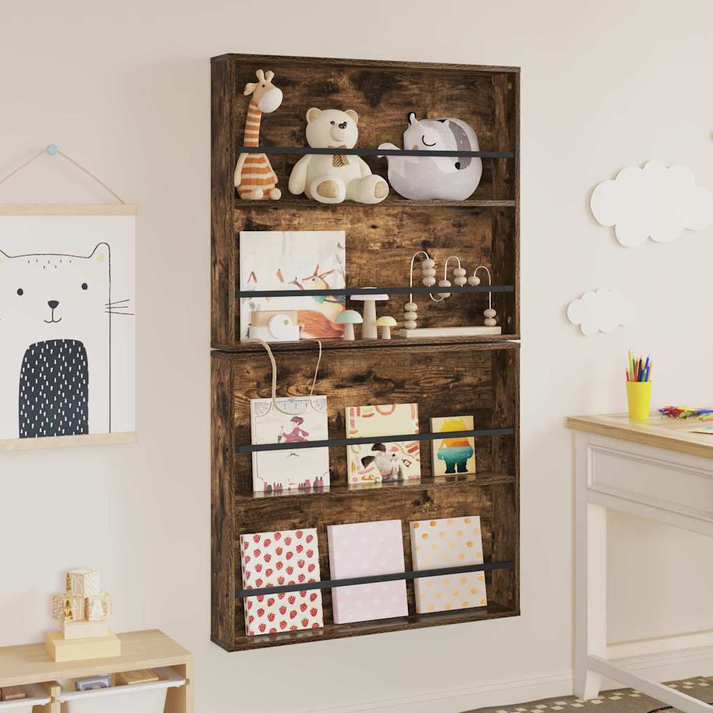 Scaffale per riviste 2 pcs Rovere fumé 80 x 12 x 70 cm