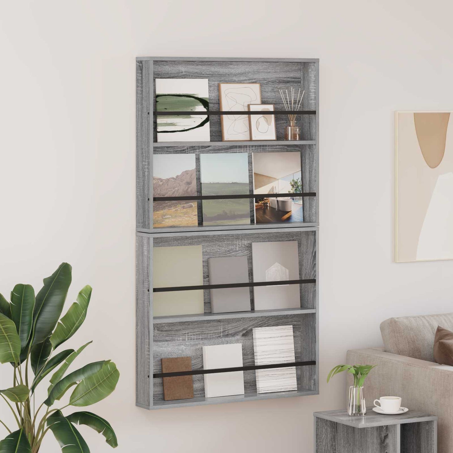 Scaffale per riviste 2 pz Grigio Sonoma 80 x 12 x 70 cm