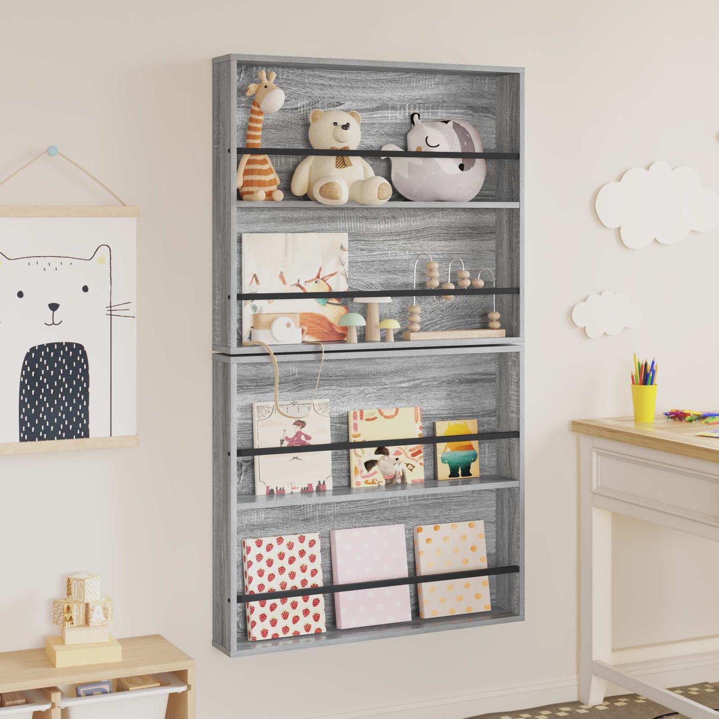 Scaffale per riviste 2 pz Grigio Sonoma 80 x 12 x 70 cm