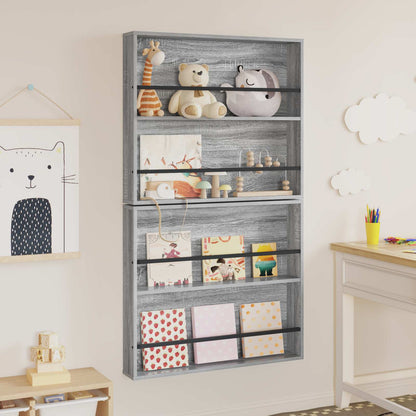 Scaffale per riviste 2 pz Grigio Sonoma 80 x 12 x 70 cm