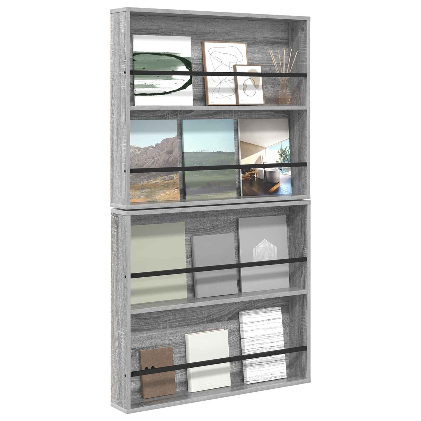 Scaffale per riviste 2 pz Grigio Sonoma 80 x 12 x 70 cm