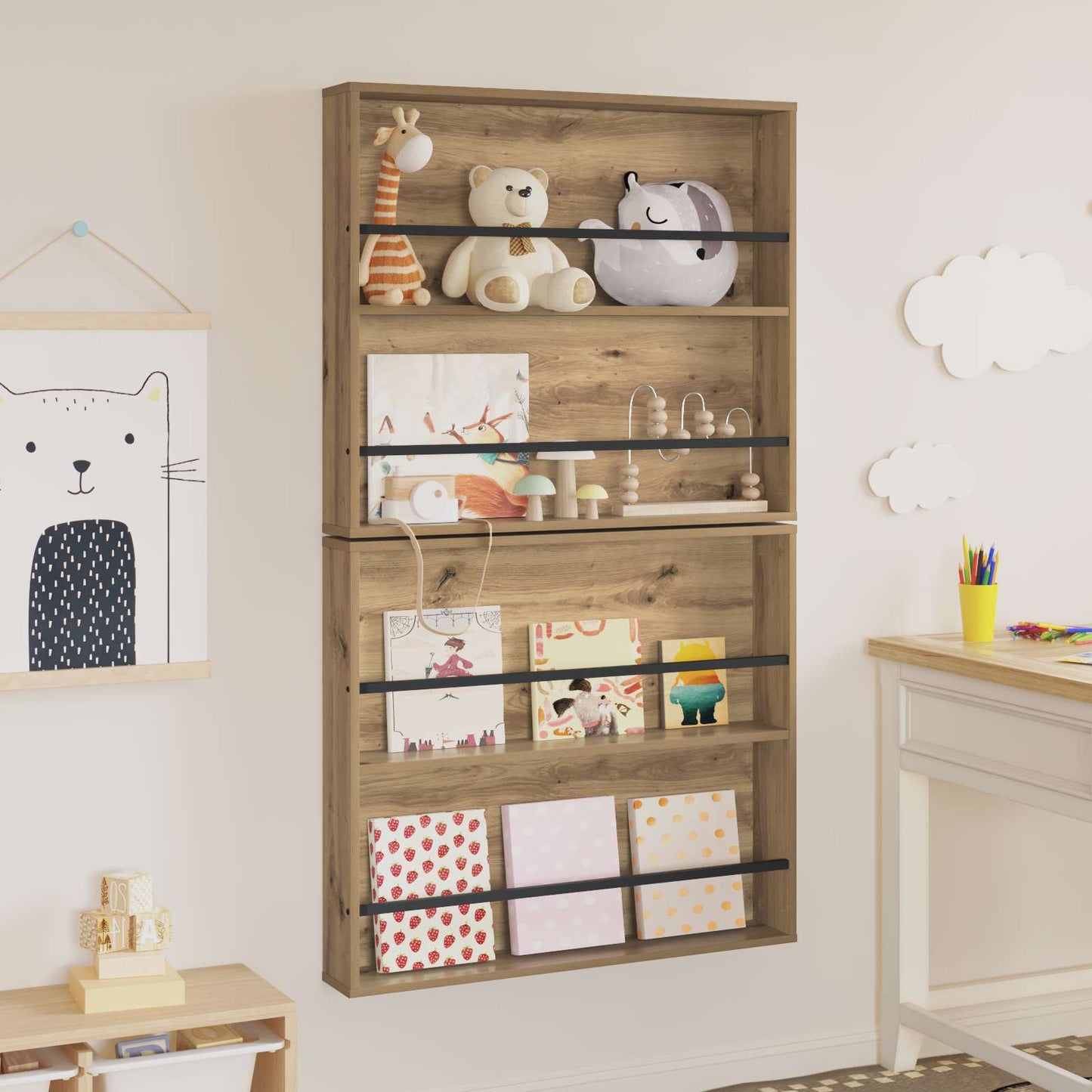 Scaffale per riviste 2 pcs Rovere artigianale 80 x 12 x 70 cm