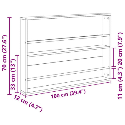 Scaffale per riviste Rovere Nero 100 x 12 x 70 cm | homemem39