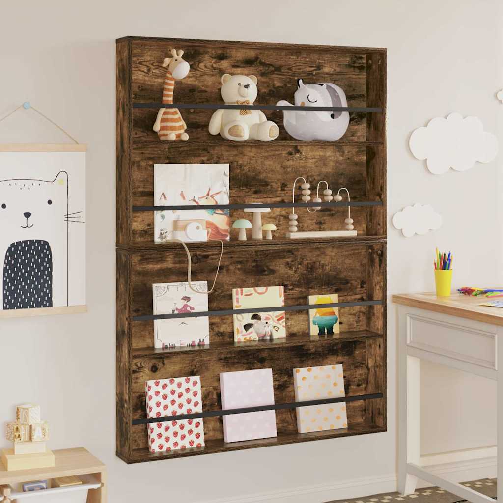 Scaffale per riviste 2 pcs Rovere fumé 100 x 12 x 70 cm