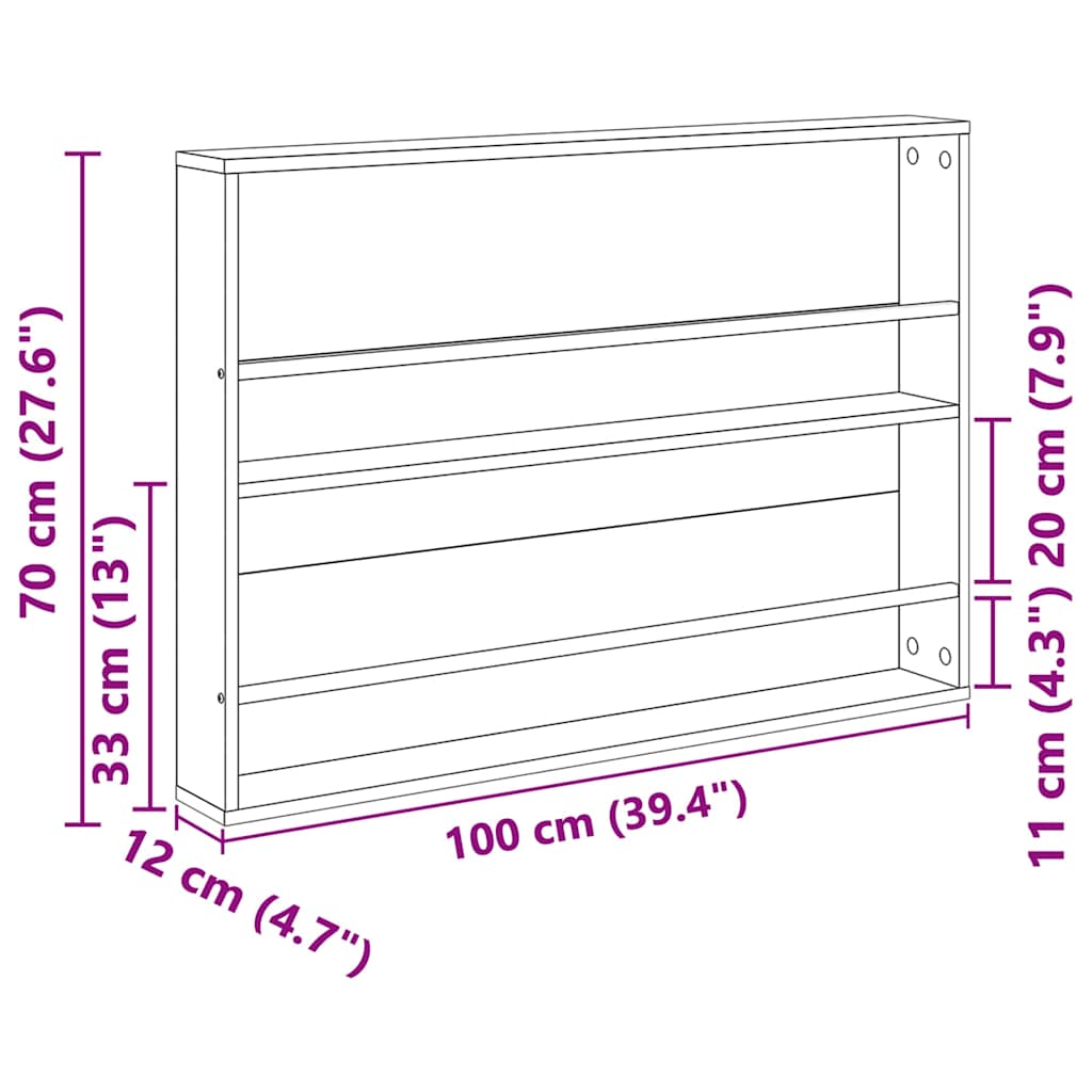 Scaffale per riviste Grigio Sonoma 100 x 12 x 70 cm | homemem39