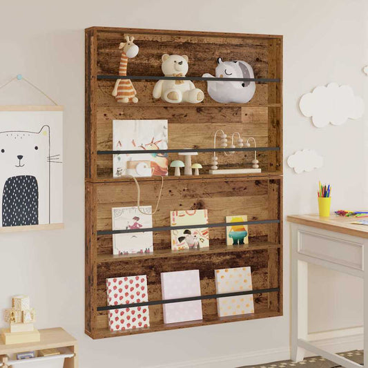 Scaffale per riviste 2 pcs Legno vecchio 100 x 12 x 70 cm