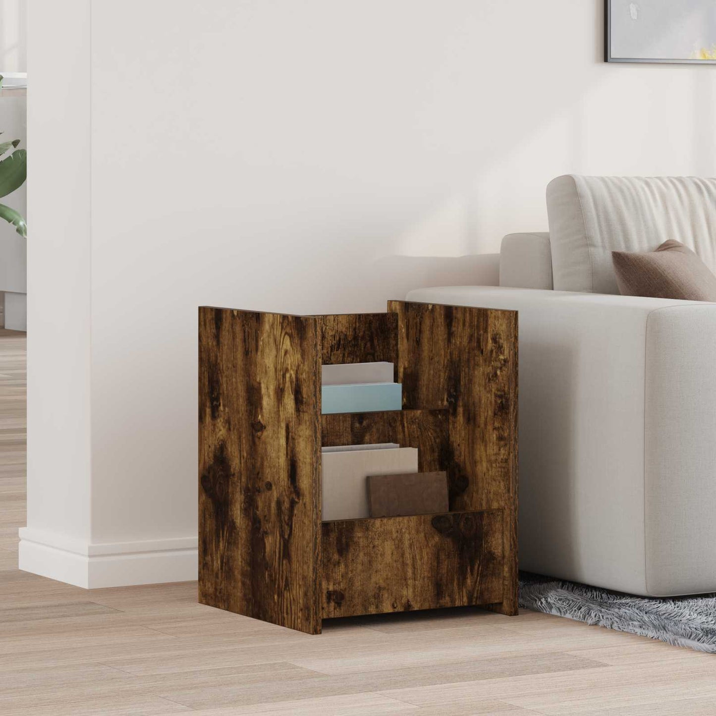 Scaffale per riviste Rovere fumé 35 x 35 x 45 cm