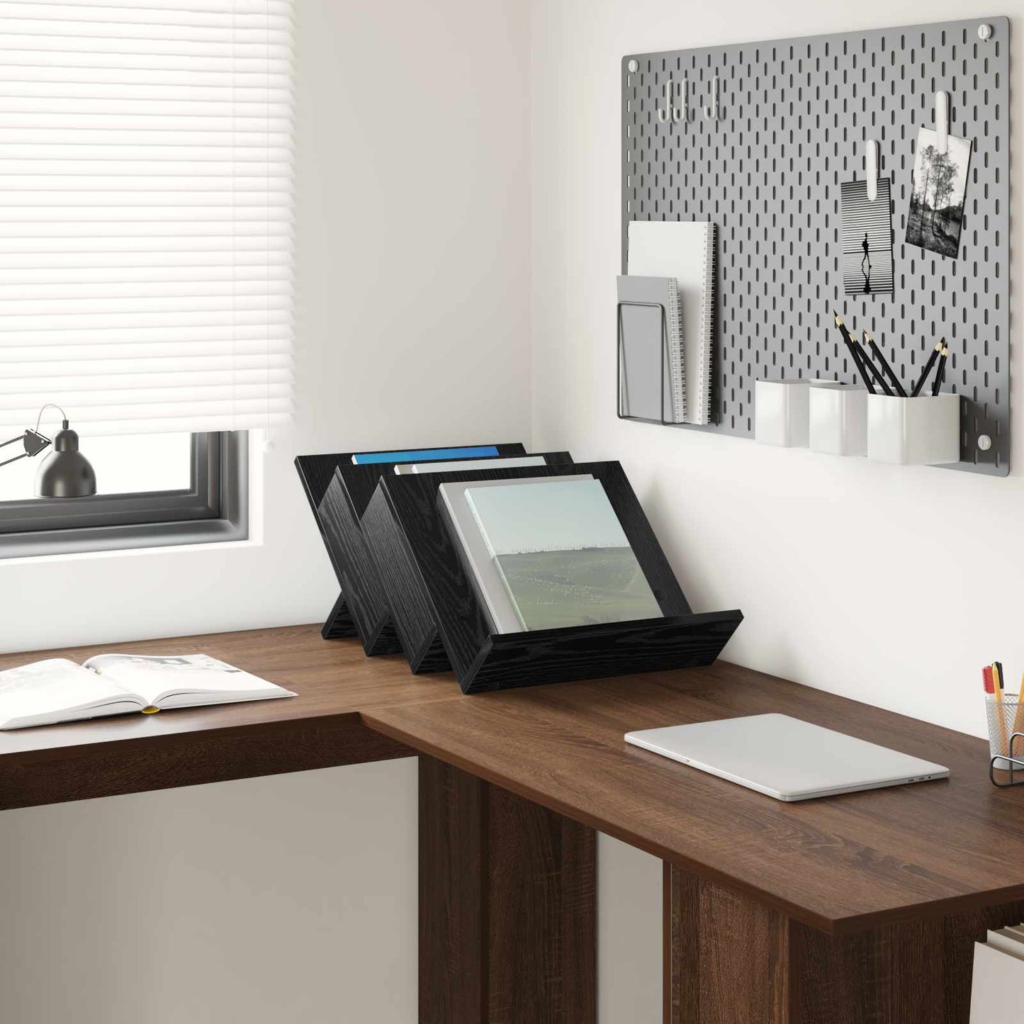 Scaffale per riviste Rovere Nero 53 x 40 x 28.5 cm