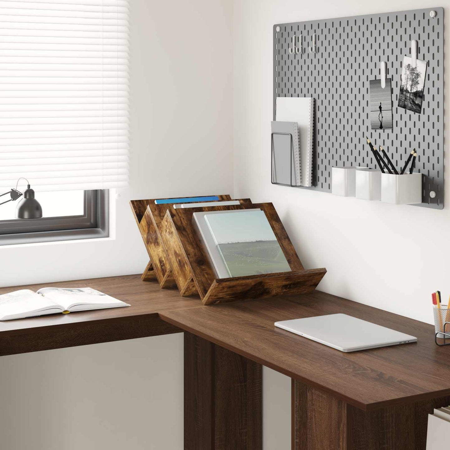 Scaffale per riviste Rovere fumé 53 x 40 x 28.5 cm