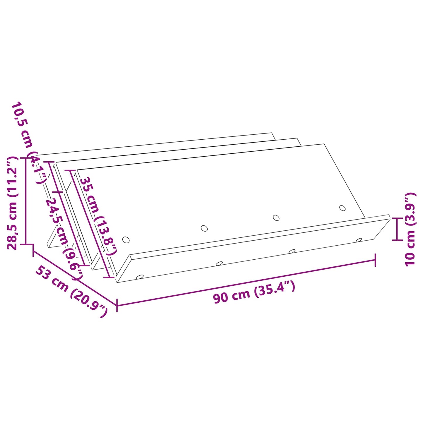 Scaffale per riviste Rovere Sonoma 90 x 53 x 28,5 cm
