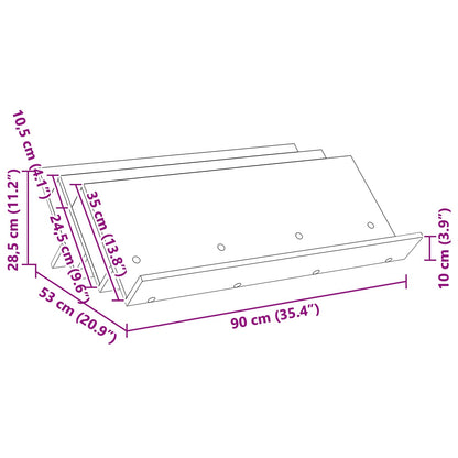 Scaffale per riviste Rovere fumé 90 x 53 x 28,5 cm