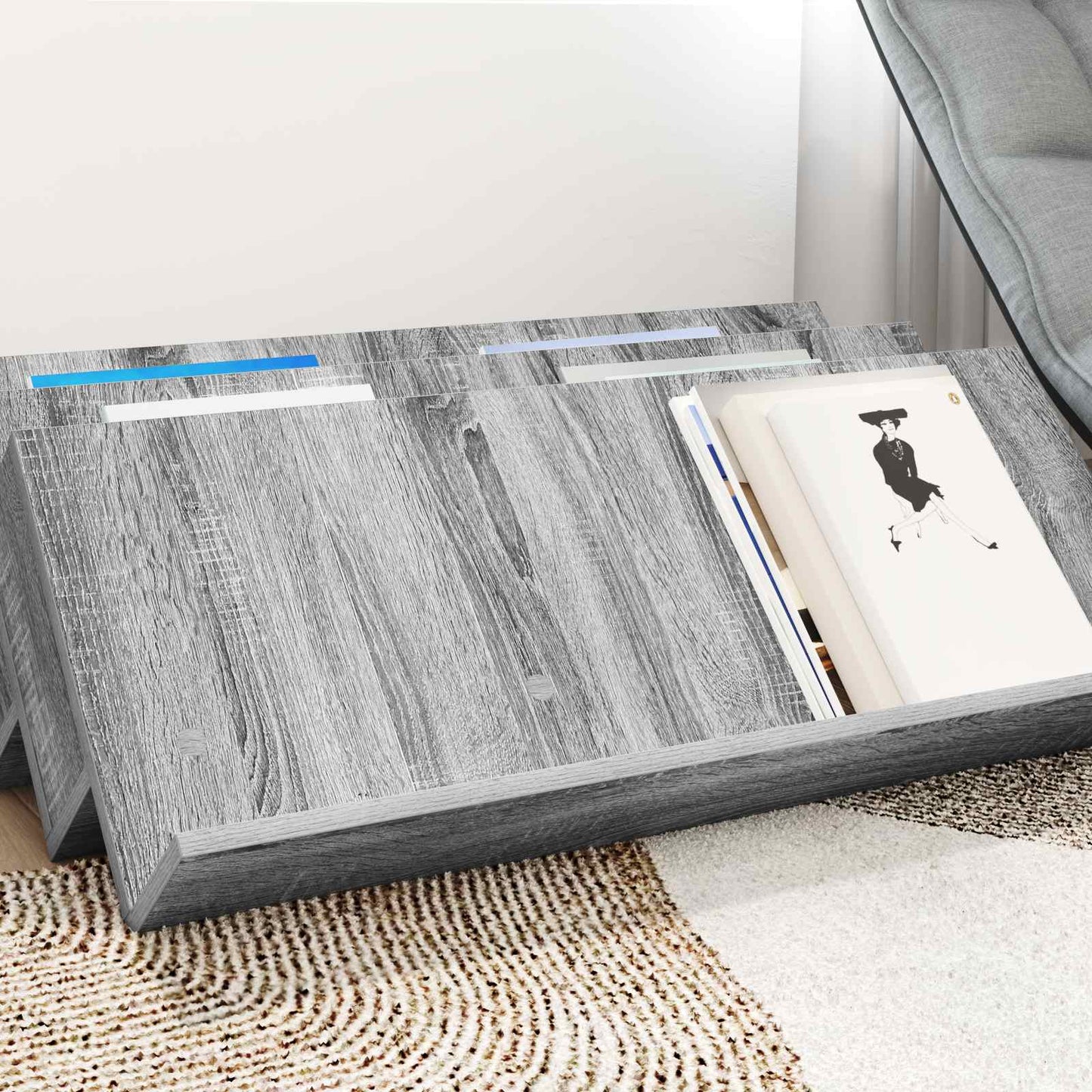 Scaffale per riviste Grigio Sonoma 90 x 53 x 28,5 cm