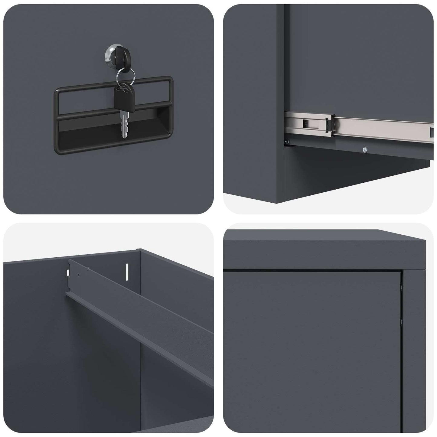 Armadio per File con cassetto 2 pcs Antracite 44 x 50 x 139 cm | homemem39