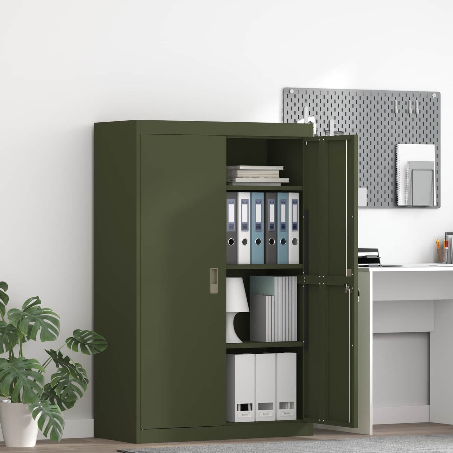 Armadio con archiviazione 2 pcs Verde oliva 90 x 40 x 140 cm