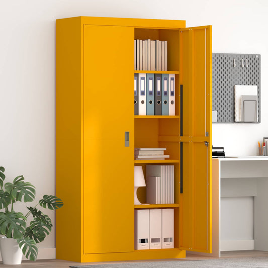 Armadio con archiviazione 2 pcs Giallo senape 90 x 40 x 180 cm
