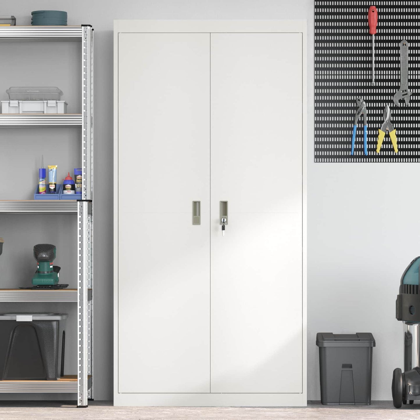 Armadio 2 pcs Bianco 90 x 40 x 180 cm Acciaio laminato a freddo