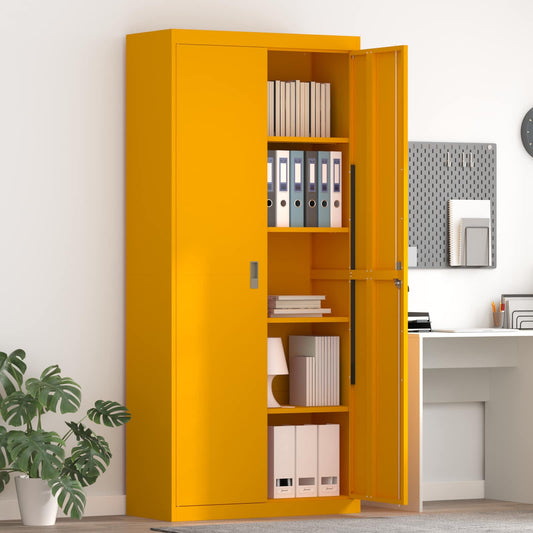 Armadio con archiviazione 2 pcs Giallo senape 90 x 40 x 200 cm