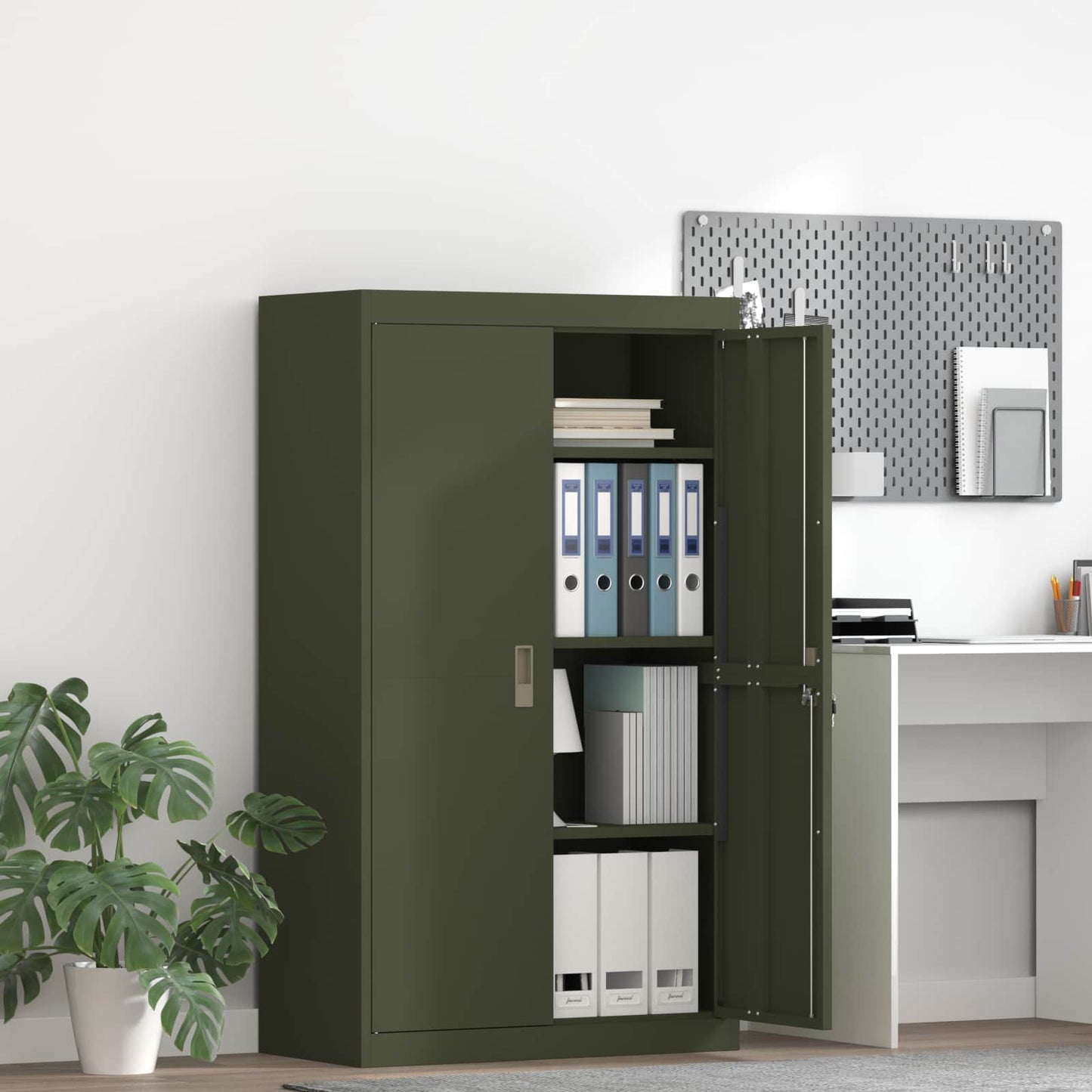 Armadio con archiviazione 2 pcs Verde oliva 80 x 40 x 140 cm