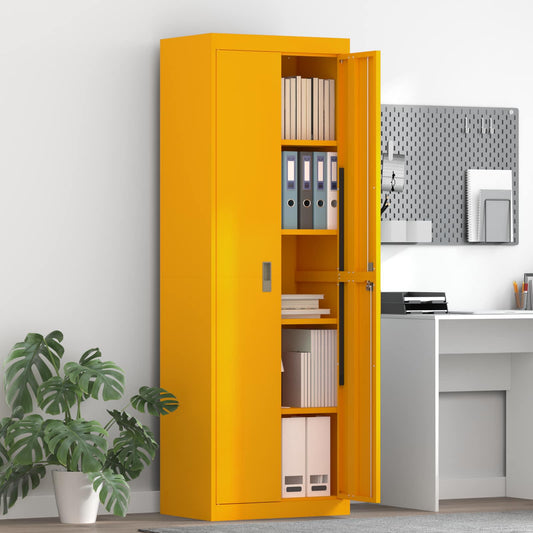 Armadio con archiviazione 2 pcs Giallo senape 60 x 40 x 180 cm